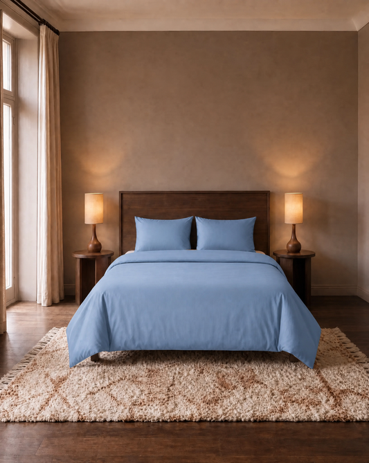 Zelesta Pure Uni Naadloos Katoenen Dekbed - Soft Chambray Blauw