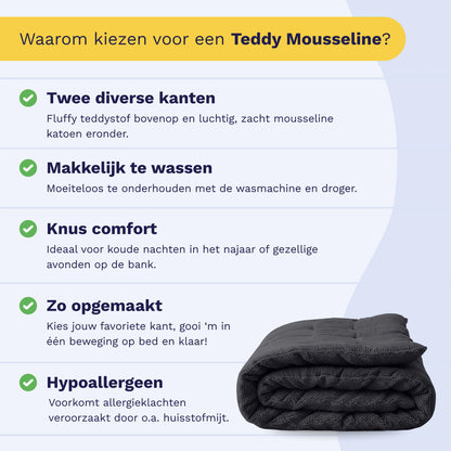 Zelesta Teddy Katoen Mousseline - Anthracite