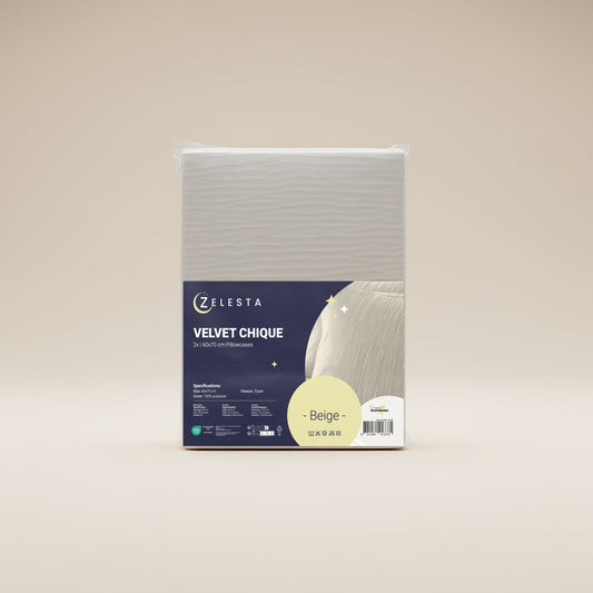 Zelesta Velvetbed Chique Kussensloop Set van 2 - Beige