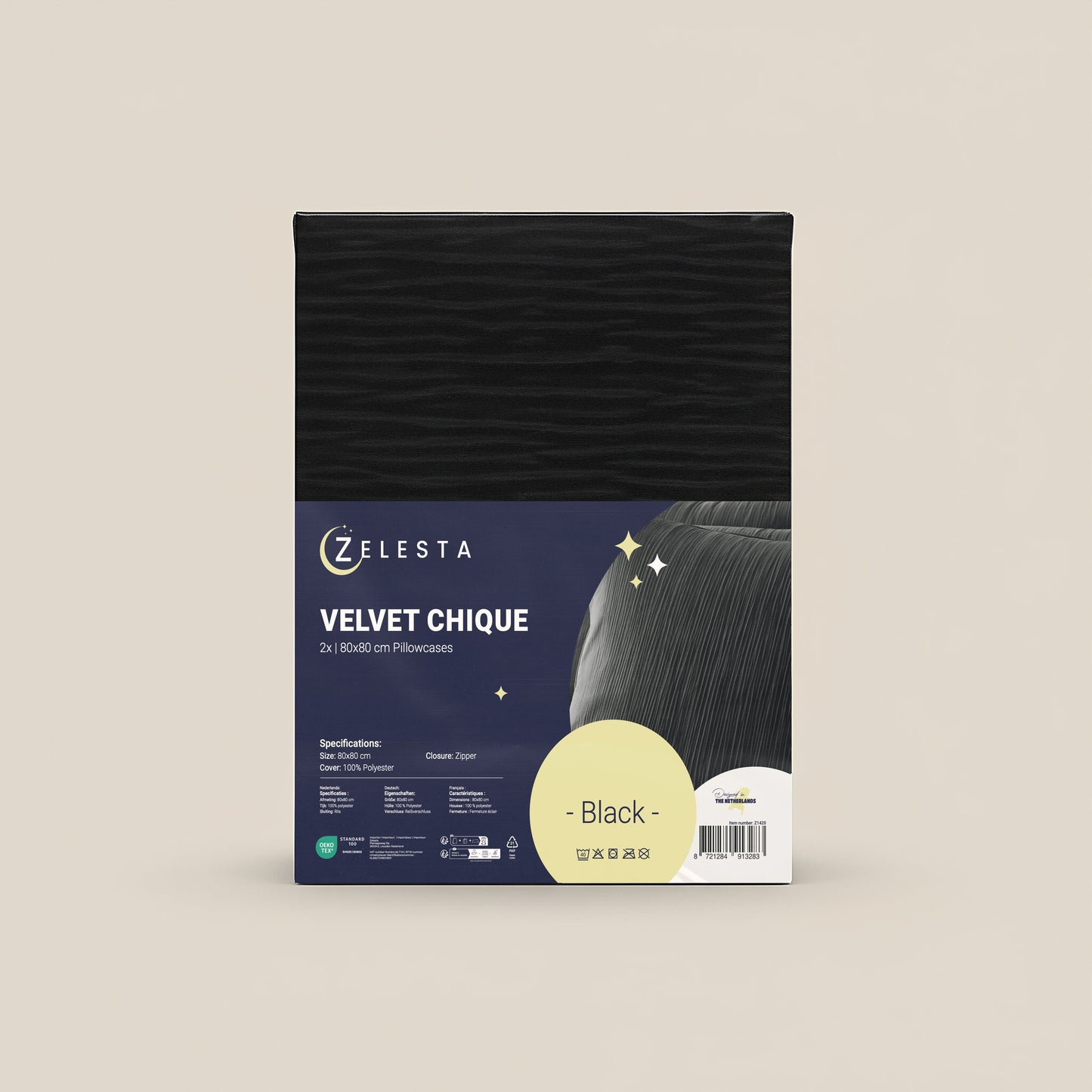 Zelesta Special Velvet Chique Kussensloop Set van 2 - Zwart
