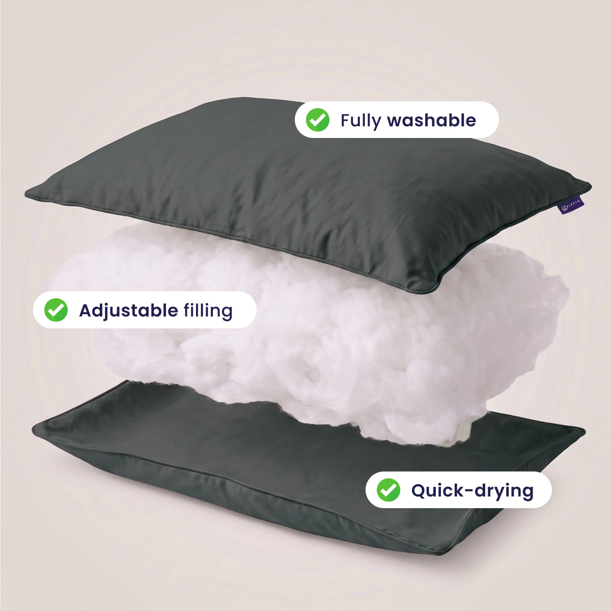 Washable pillow Anthracite - EN | Zelesta