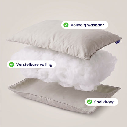 Zelesta Comfort Wasbaar & Aanpasbaar Hoofdkussen - Grijs
