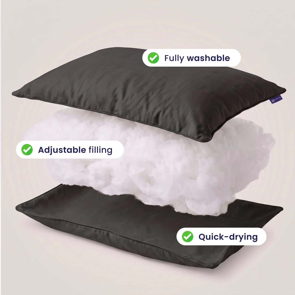 Washable pillow Black - EN | Zelesta