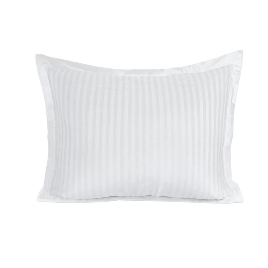 Zelesta Deluxe Hotel Stripe Seamless Satin Cotton Pillowcase Set Of 2 - White