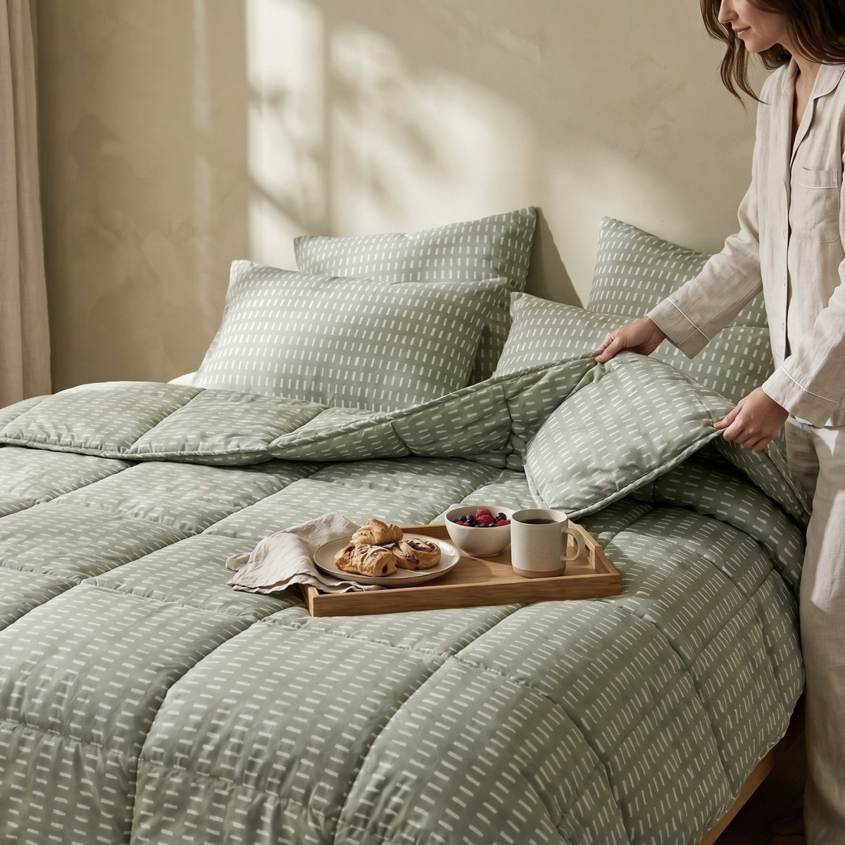 Zelesta Comfort Design Summer Duvet - Olive Stitches