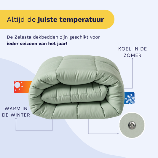 Zelesta Wonderbed 4 Seasons Double Katoen - Natural Green