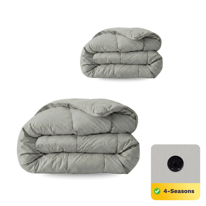 Een close-up van het Zelesta Wonderbed 4 Seasons Double Katoen in Morning Grey, gemaakt van zacht perkal katoen.