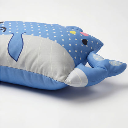 Hoofdkussen Kids Wally Walvis - Blauw/Grijs