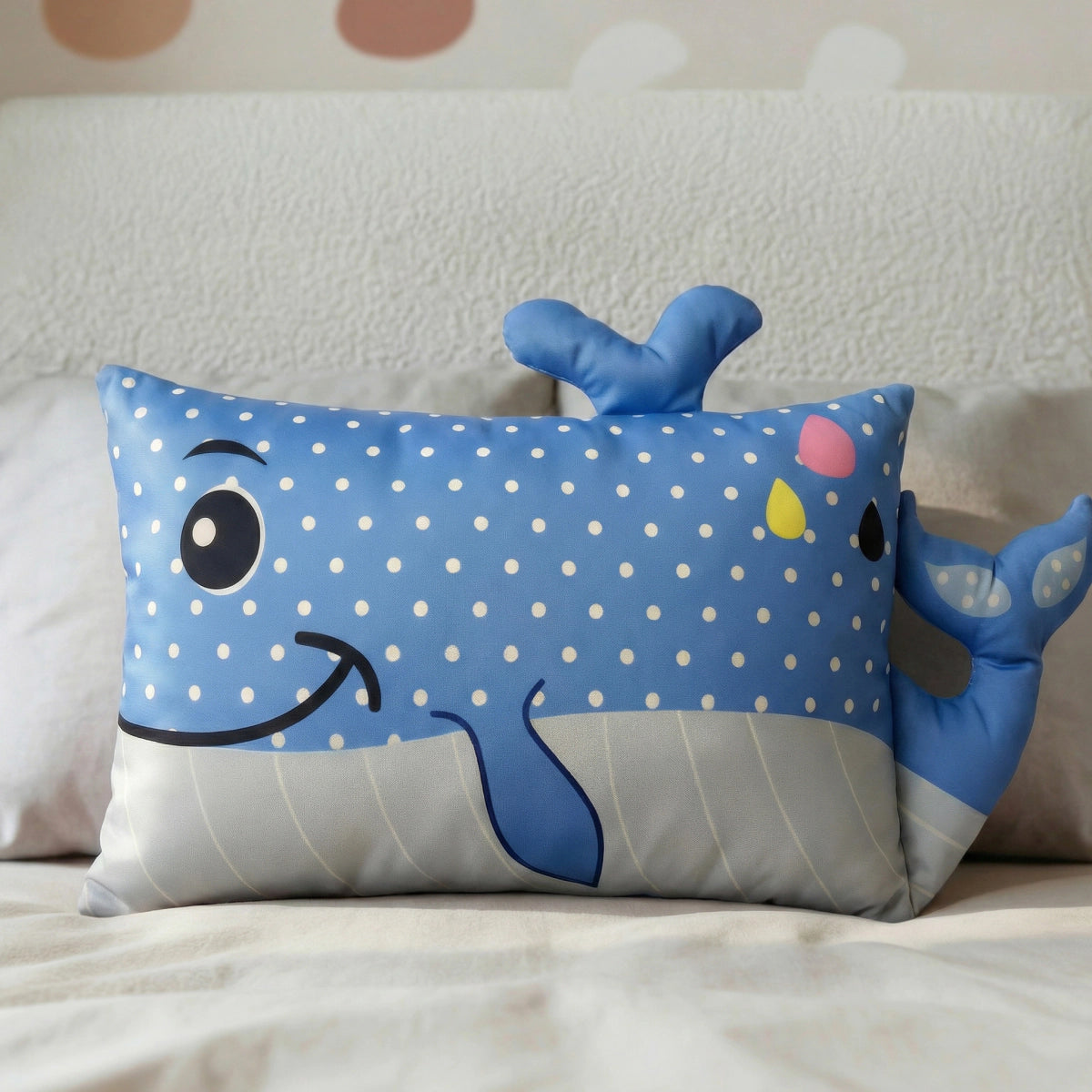 Hoofdkussen Kids Wally Walvis - Blauw/Grijs