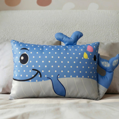 Hoofdkussen Kids Wally Walvis - Blauw/Grijs