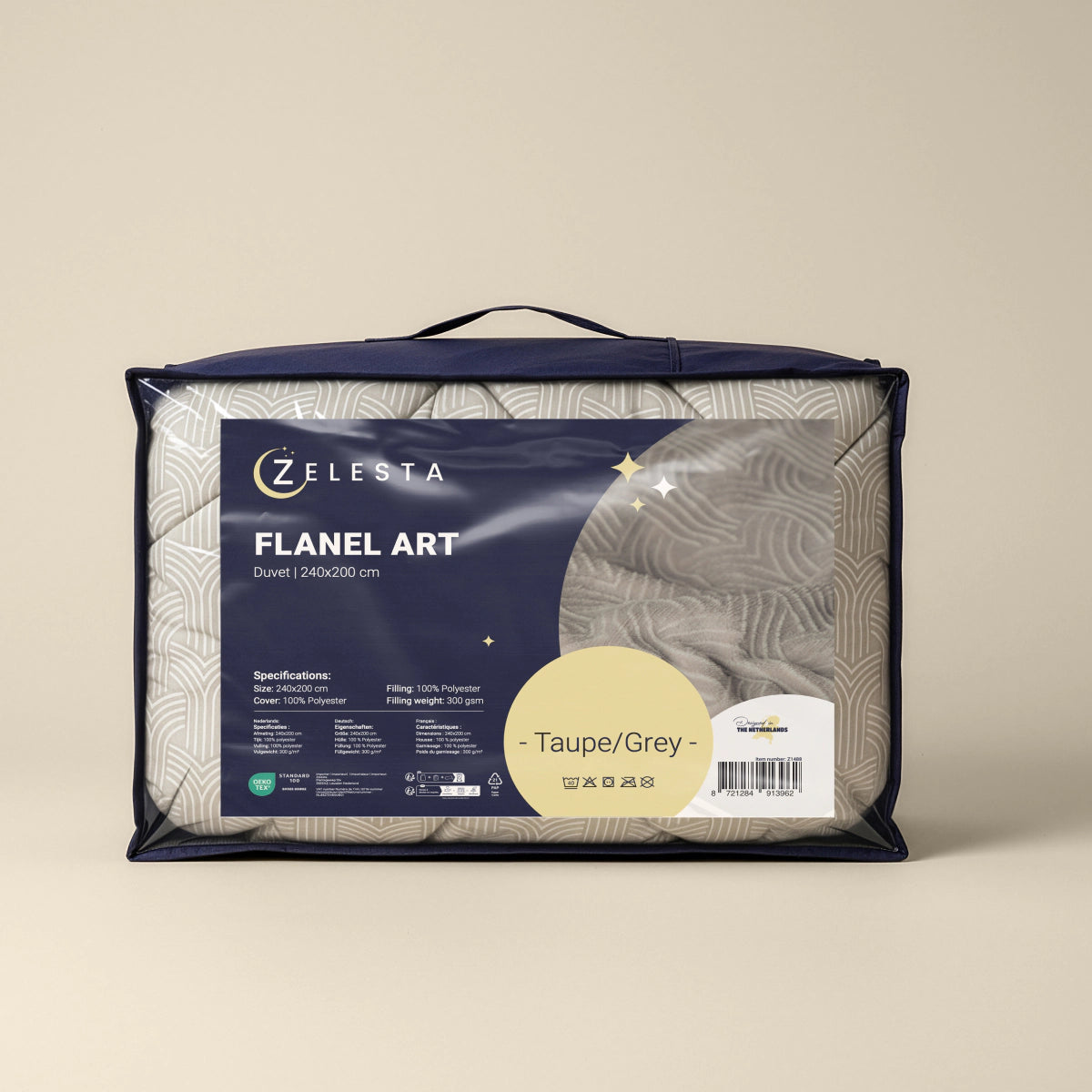 Zelesta Flanel Art - Taupe & Grijs