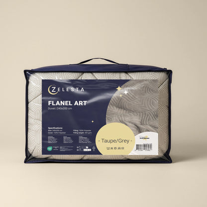 Zelesta Flanel Art - Taupe & Grijs