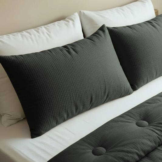 Japandibed Katoen Mousseline  Kussensloop Set van 2 - Green