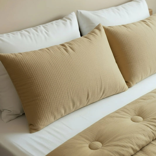Japandibed Katoen Mousseline Kussensloop Set van 2 - Ochre