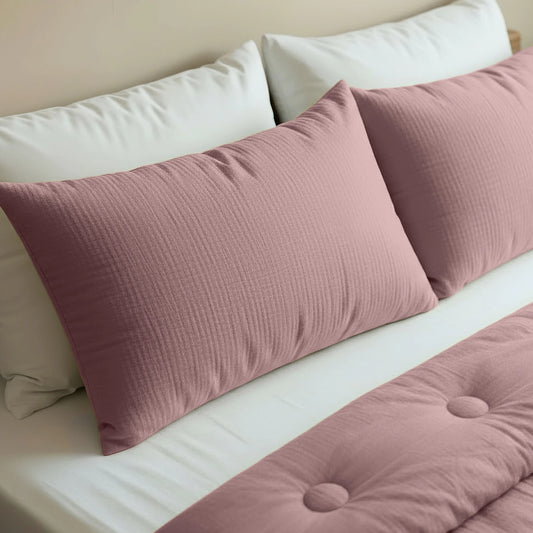 Japandibed Katoen Mousseline Kussensloop Set van 2 - Old Pink