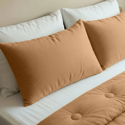 Japandibed Katoen Mousseline Kussensloop Set van 2 - Terra