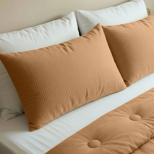 Japandibed Katoen Mousseline Kussensloop Set van 2 - Terra