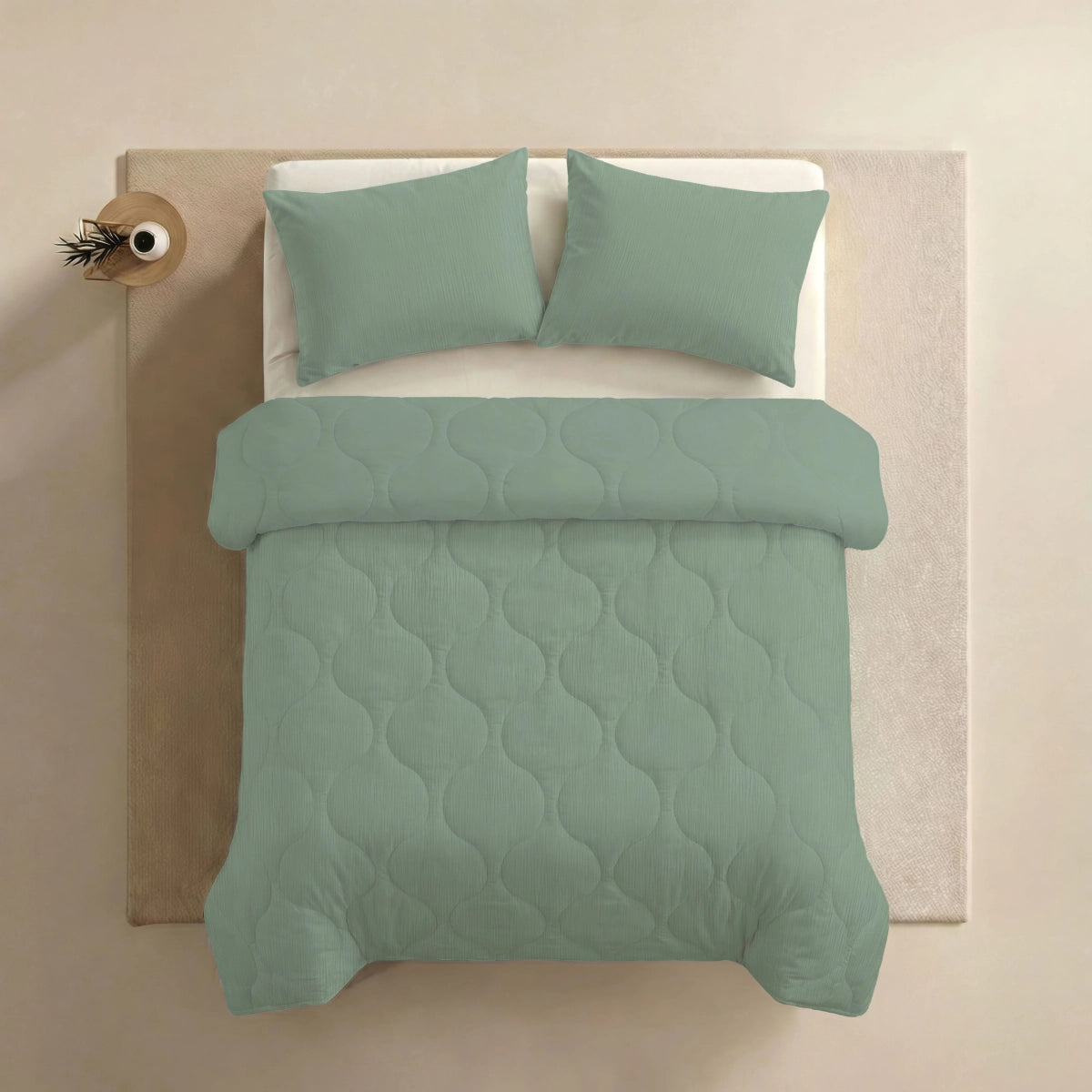 Zelesta Special Mousseline Zomerdekbed - Eucalyptusgroen