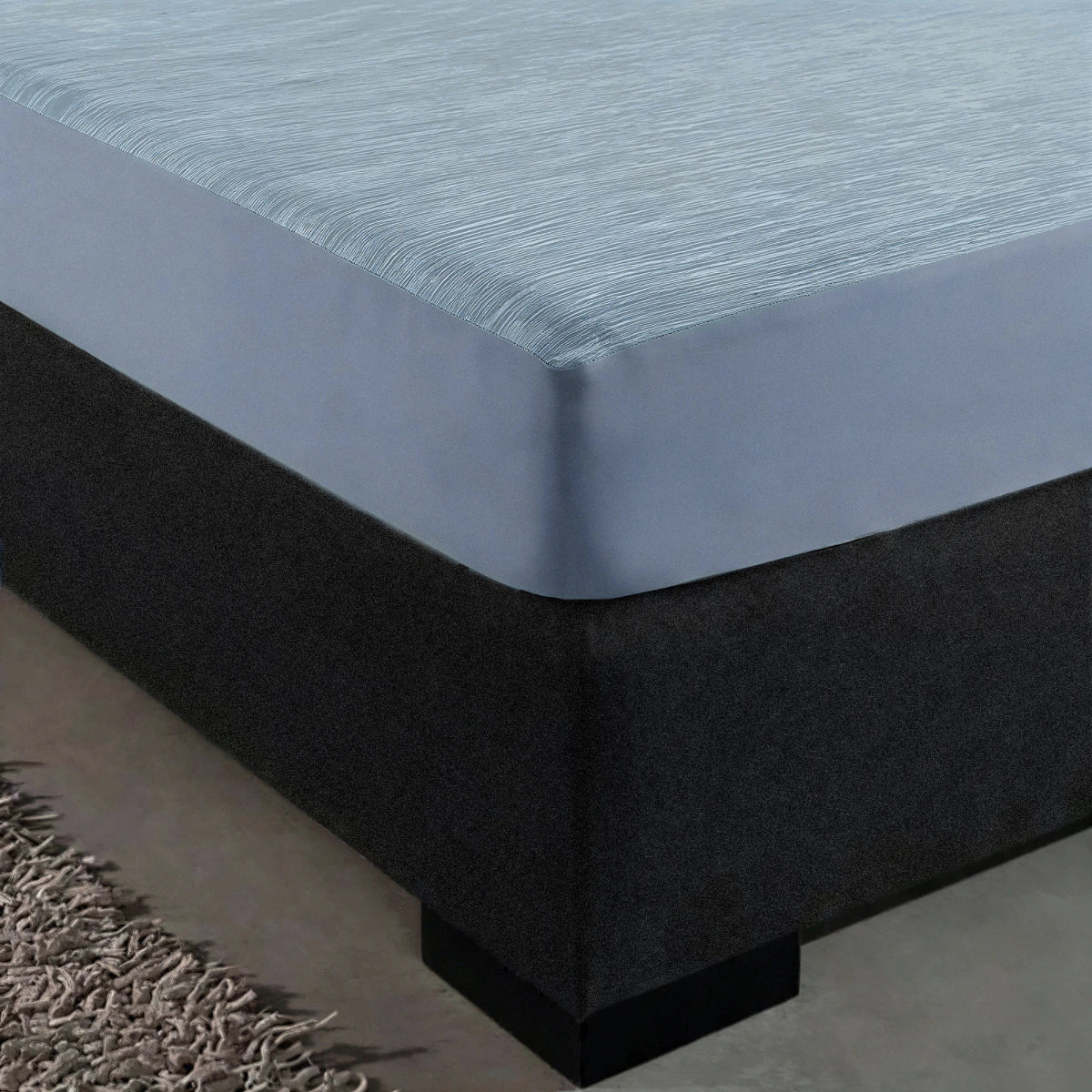 Zelesta Special Cooling Blend Fitted Sheet in Serene Blue on a white background