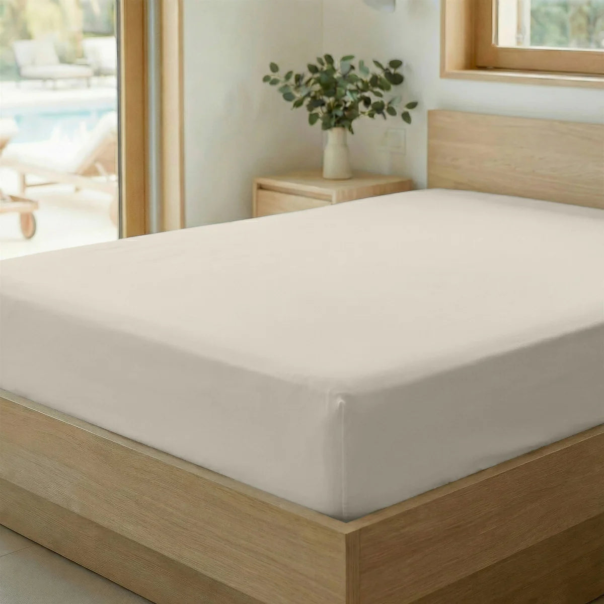 Zelesta Special Cooling Serene Fitted Sheet in Cream White on a white background