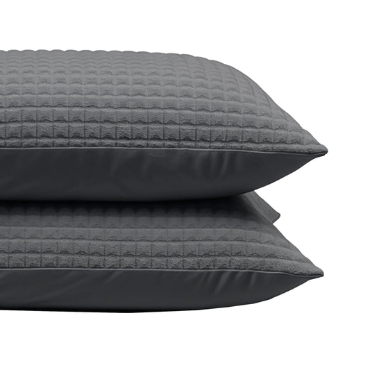 Zelesta Teddy Check Kussensloop Set van 2 - Anthracite