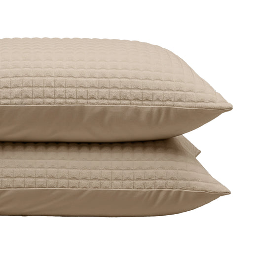 Zelesta Teddy Check Kussensloop Set van 2 - Taupe