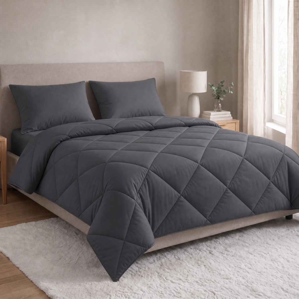 Zelesta Comfort Uni Diamond Kussenslopen Set Van 2 - Antraciet