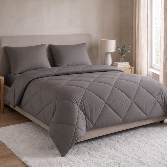 Zelesta Comfort Uni Diamond Kussenslopen Set Van 2 - Bruin-Grijs
