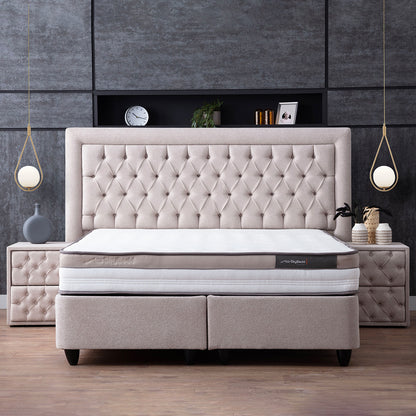 zelesta  boxspring creme kleur padded details